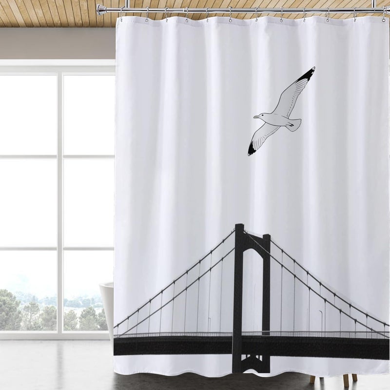 LLSCL Fabric Shower Curtain Liner with Magnets, Waterproof Hotel Quality, 72 x 72 Machine Washable - Image 1